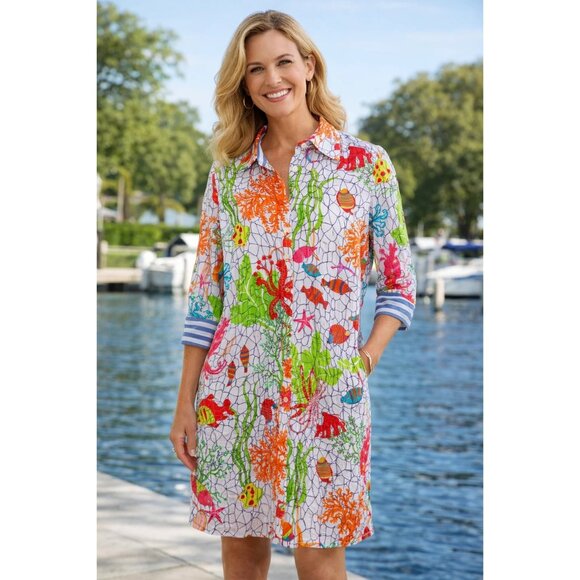 Gretchen Scott Dresses & Skirts - Gretchen Scott Pulley Dress Sealife Multi-colored size XS
